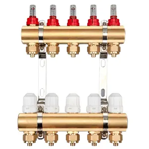 Underfloor heating system copper brass intelligent manifolds with flow meter collector 1 inch distribution kit