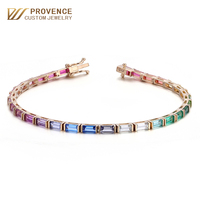 Bracelet personnalisé en or 18 carats véritable avec pierres précieuses de laboratoire taille baguette de 6 à 8 pouces, chaîne tennis, pour femme, idéal pour les banquets et le quotidien