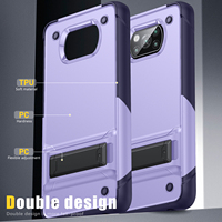 Penutup ponsel Premium 2-in-1 untuk Xiaomi Poco X3 NFC desain dudukan anti-jatuh dengan perlindungan lensa terbuat dari bahan PC