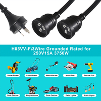 230 Volt 230 V 240V Au Plug 3 broches à 2 prises avec séparateur Y câble rallonge