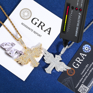 Fine Hip Hop Jóias Pass Diamond <span class=keywords><strong>Tester</strong></span> 925 Sterling Silver VVS Moissanite Diamond Wing Design Cruz Pingente para Homens - Product Image 4