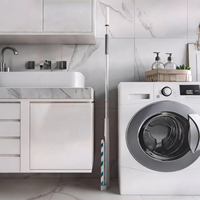 BOOMJOY Balai serpillère pulvérisateur à ressort, pour usage humide et sec, sans seau, avec séchage et rangement vertical, pour le nettoyage des carreaux, des sols en bois et des interstices