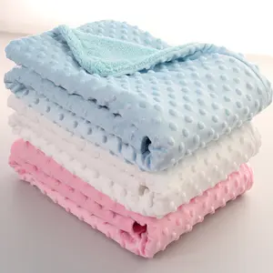 婴儿毛毯 & 襁褓新生儿热软抓绒毛毯冬季实心床上用品套装纯棉被子婴儿床上用品襁褓