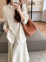 Nouvelle mode 2025 Ensemble deux pièces décontracté pour femme, hiver, col roulé, longueur totale, ample, couleur unie, fermeture éclair, pulls respirants