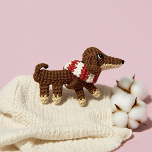 Kit de <span class=keywords><strong>crochet</strong></span> pour teckel mignon, fait main, adorable poupée de chien tricotée, fournitures tout-en-un pour marque-page et cadeau, kit de <span class=keywords><strong>crochet</strong></span> pour teckel à faire soi-même - Product Image 3