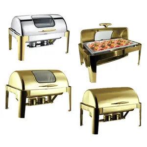 New Stype All Size Stainless Steel Rectangle Food Warmer Buffet Set Gold Chafing Dish For Kitchen