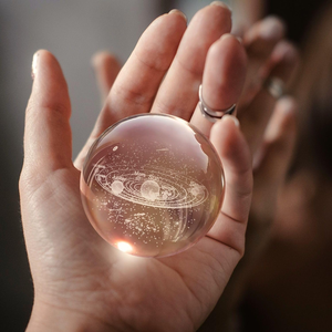 Sfera di Cristallo 3D con Babbo Natale Inciso al Laser - Grande Sfera di Vetro con Luce Notturna |   Souvenir Creativi e Regali per le Festività - Product Image 5