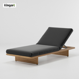 Ocio al aire libre <span class=keywords><strong>Tumbona</strong></span> ajustable de teca Piscina <span class=keywords><strong>Tumbona</strong></span> acolchada iluminada por el sol - Product Image 2