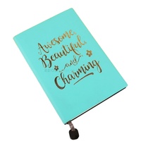 Cahier de notes personnalisé en cuir A5 avec impression de logo en feuille d'or et couverture souple avec marque-page en métal