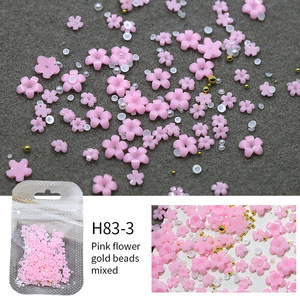 H83 Venta caliente 3D flor acrílica decoración <span class=keywords><strong>de</strong></span> <span class=keywords><strong>uñas</strong></span> cuentas <span class=keywords><strong>de</strong></span> acero mixtas Rosa Blanco <span class=keywords><strong>resina</strong></span> flor <span class=keywords><strong>uñas</strong></span> encanto bolsas - Product Image 4
