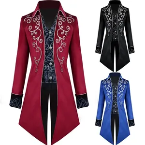 Uomo Victoria Steampunk Trench Coat Vintage Prince smoking medievale rinascimentale ricamo giacca Halloween Party Costume Cosplay