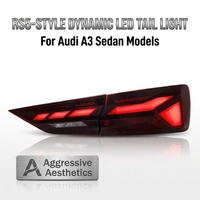 Luces Traseras LED Estilo RS para Audi A3 2013-2020 con Luz de Circulación Dinámica, Señal de Giro Secuencial y Luz de Advertencia