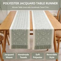 Chemin de table moderne en polyester jacquard à franges, texture tissée bohème, long, pour réception de mariage, décoration quotidienne de table, durable