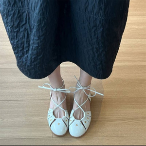 Mode d'été pour femmes Mary Jane chaussures de ballet de <span class=keywords><strong>rivière</strong></span> à sangle plate tissées à la main une ligne boucle sandales peu profondes - Product Image 6