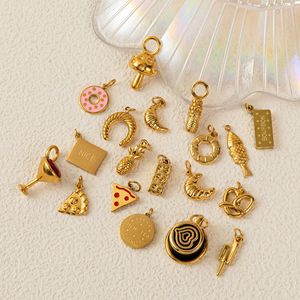หวานและรสจัด |   จี้รูปอาหารสแตนเลสสตีลเคลือบทอง 18K PVD สำหรับทำเครื่องประดับ DIY |   กันน้ำ ป้องกันการแพ้ และทนทาน - Product Image 1