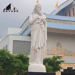 QUYANG personnalisé moderne décoration extérieure grand marbre sculpté à la main catholique religieux vierge marie priant Statue - Product Image 4