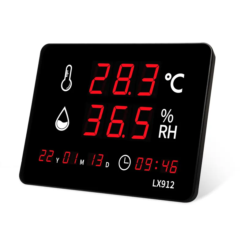 Factory Digital Wall Mounted Temperature Hygrometer Household Temperature and Humidity Meter Wall Clock LED Electronic Indoor