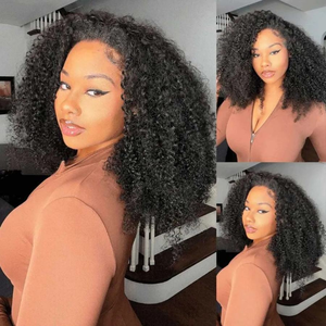 Perruques Cheveux Humains Sans Colle ISEE Factory Bouclés Crépus Afro Version Améliorée <span class=keywords><strong>3</strong></span>-en-1 Demi-Perruque Avec Cordon Clips Sans Couture À Retourner - Product Image 5