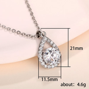 Collana con pendente a goccia di zircone per donna, semplice catena a forma di pera, gioielli alla moda - Product Image 5