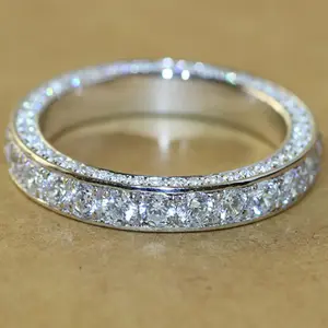 Gemstone Eternity Band Ring Thin Line Micro Pave Eternity Diamond Ring Full CZ Rings