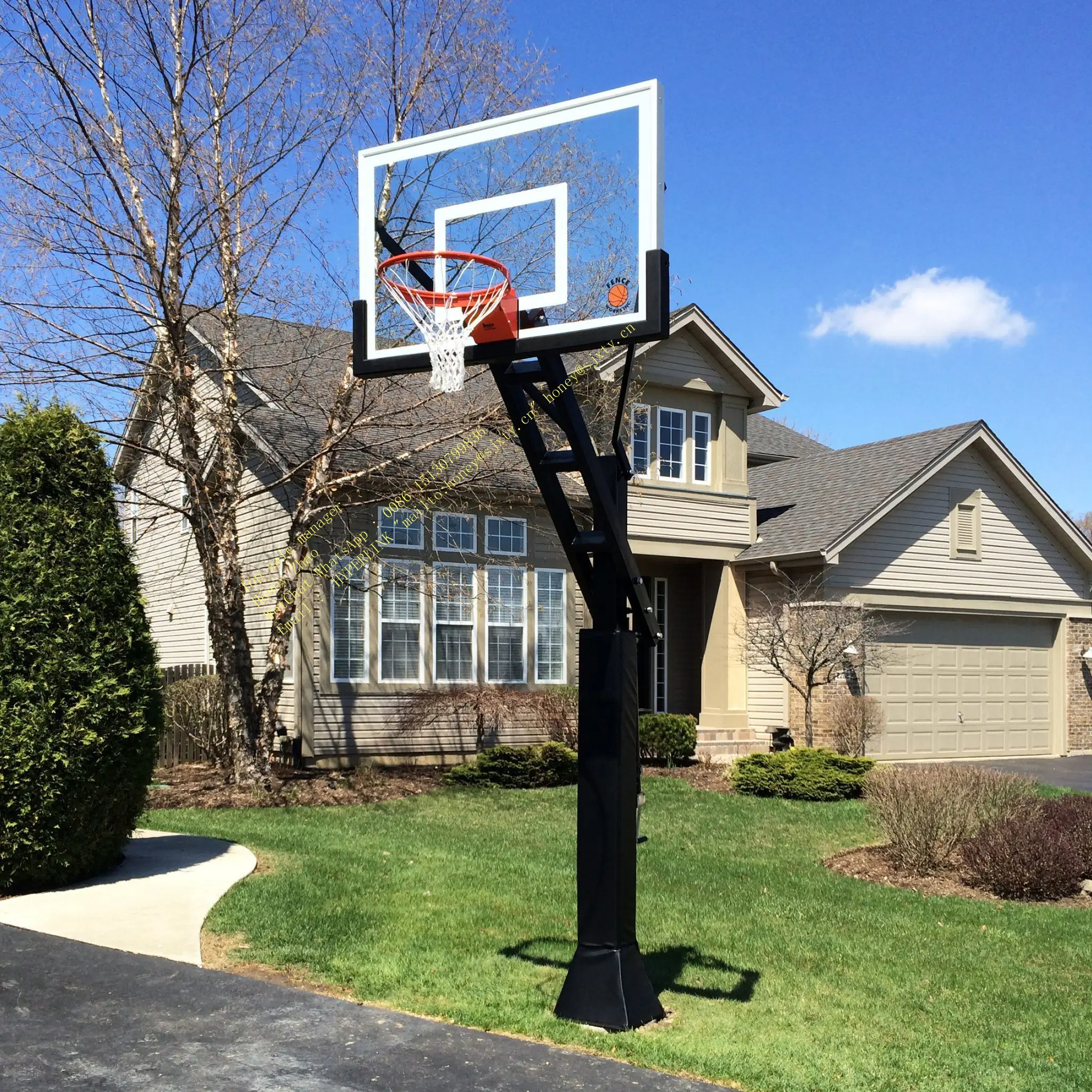 basketball hoop in ground outdoor fitness equipment 3.05m adjustable basketball system