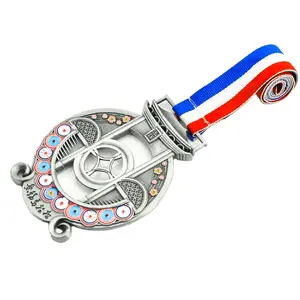 Medalha de futebol de maratona de ouro redonda banhada a ouro com estampa personalizada, lembrança artesanal para esportes, serigrafia