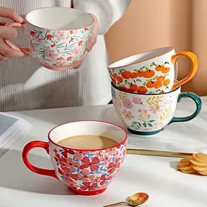 Nordic Ceramic Coffee Mug Pottery Mugs Creative Tea Cups Kitchen Office Drink Breakfast Oatmeal Cup Shake bowl