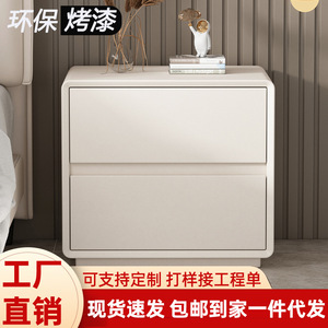 Modern Lacquered Wood Nightstand 2 Drawer <b>Storage</b> <b>Cabinet</b> For Bedroom Home Use - Product Image 2