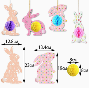DAMAI Wholesale <b>Easter</b> Decor Bunny Honeycomb Hanging Cartoon Egg Rabbit Paper Ornaments Supplies for Home Party Decoration - Product Image 5