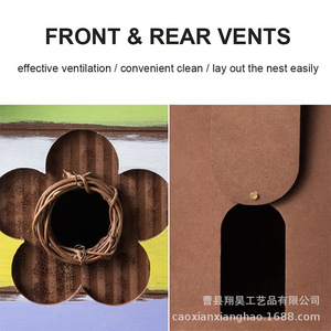 บ้านนกไม้แบบแขวน ตกแต่งสีสันสวยงาม สำหรับให้อาหารนกในสวนหลังบ้าน - Product Image 4
