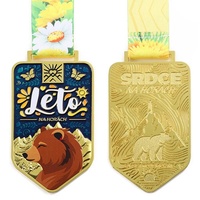 Médailles sportives personnalisées en zinc, or antique, argent, bronze avec rubans pour les vainqueurs de la 1ère, 2ème et 3ème place, pour événements de compétition de marathon