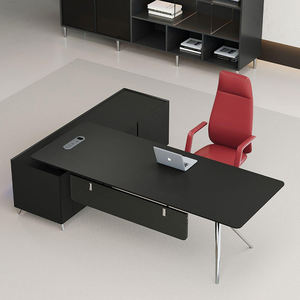 Muebles de oficina ejecutivos de diseñador moderno Escritorio CEO jefe en forma de L con pies de aleación de aluminio galvanizado sólido - Product Image 2