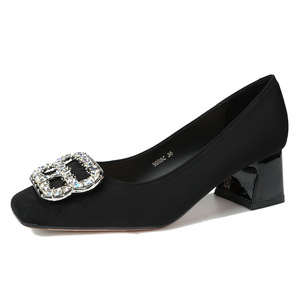 Escarpins à talon carré 5688C-180 avec boucle en strass, style coréen, chaussures confortables pour femmes, idéales pour les tenues habillées - Product Image 4