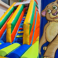 Château gonflable commercial de fête en plein air pour enfants avec parc safari gonflable à structure coulissante