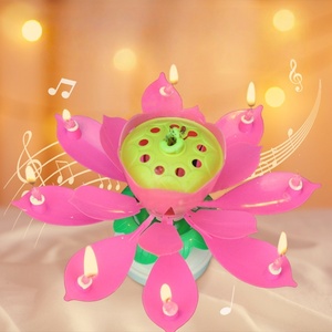 Cadeau d'<span class=keywords><strong>anniversaire</strong></span> créatif, bougie d'<span class=keywords><strong>anniversaire</strong></span> LED florale, bougie d'<span class=keywords><strong>anniversaire</strong></span> musicale <span class=keywords><strong>à</strong></span> fond plat, avec fonctions de chant et de rotation - Product Image 1
