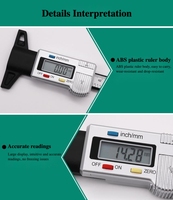 Jauge de profondeur de bande de roulement de pneu numérique électronique avec détection d'usure Plage de 0-25mm Aiguille métallique