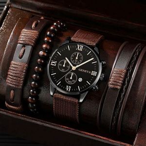 Montre bracelet pour homme, style business, boîtier en alliage, bracelet en simili cuir, résistance à l'eau 3 ATM, fermoir papillon, mouvement à quartz simple. - Product Image 3