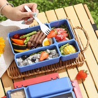 Nouvelle Arrivée Amz : Boîte à Lunch Scolaire Réutilisable pour Enfants, 4 Compartiments, Anti-Fuite, Sans BPA, Écologique, Compatible Micro-ondes et Lave-Vaisselle