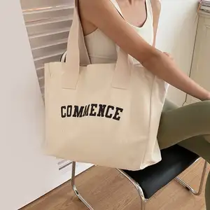 Venta al por mayor de logotipo de impresión barato reutilizable liso blanco en blanco de algodón bolsa de lona con personalizado