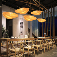 Tisseur naturel fait à la main en osier suspendu lanterne en bambou suspension lampe hauteur réglable taille moyenne Art décoratif