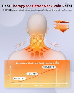 Masajeador de <span class=keywords><strong>Cuello</strong></span> con Calor y Terapia de Luz Roja, Dispositivo Inalámbrico de Tracción Cervical para Alivio del Dolor TMJ y Masaje de Hombros - Product Image 3