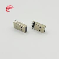 Conector USB 2.0 A Macho de Fábrica Directa, Montaje SMT de 4 Pines a 180 Grados en PCB, 30V 1.5A, Aislamiento de 1000 Megohmios, 1500 Ciclos de Acoplamiento