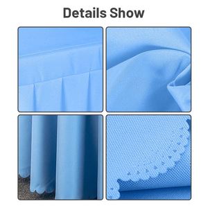 Wholesale Blank <b>Table</b> <b>Cloth</b> Light <b>Blue</b> 4ft Rectangle Polyester Fitted <b>Table</b> <b>Cloth</b> with Skirting - Product Image 3