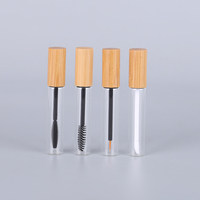 Envase Cosmético de Bambú Natural, Tubo de Vidrio Recargable de 5ml 10ml, Envase Vacío para Rímel, Brillo Labial, Delineador de Ojos con Pincel