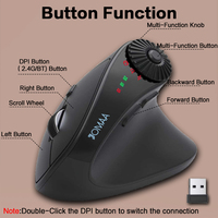 Ratón Vertical Ergonómico Inalámbrico JOMAA con Batería, DPI Ajustable y Perilla de Ajuste de Funciones para PC, Laptop y Windows