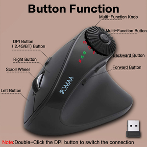 Souris verticale ergonomique <span class=keywords><strong>sans</strong></span> fil JOMAA avec réglage du DPI et bouton <span class=keywords><strong>de</strong></span> réglage des fonctions pour PC portable Windows - Product Image 5