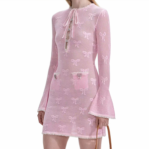 Robe pull pour femme, élégante, à manches longues, en tricot élastique, avec broderie et perles, de haute qualité, décontractée, pour l'été - Product Image 2