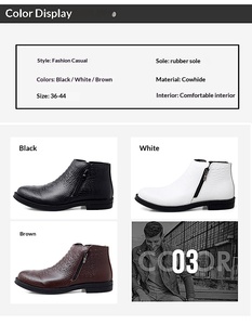 Chaussures Oxford Derby pour hommes, <span class=keywords><strong>bottines</strong></span> courtes, confort occidental, cuir véritable, décontractées, loisirs, hiver, rembourrées en coton, chaudes - Product Image 6