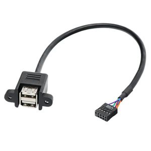 Dual Port Usb Female Connector Extension Cable 9 Pin To Dual Layer With Ear <b>Screw</b> Holes 30cm <b>Copper</b> Wire - Product Image 1