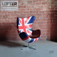 Chaise oeuf vin rouge bar à cigares chaise pivotante unique Union Jack Style britannique rétro personnalisé bureau ordinateur meubles de maison